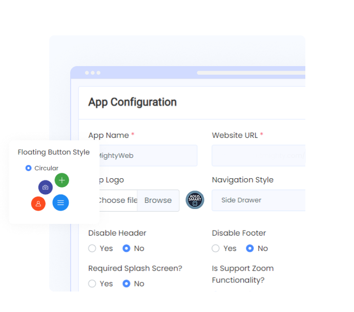 App configuration using AD-App Dev's admin panel