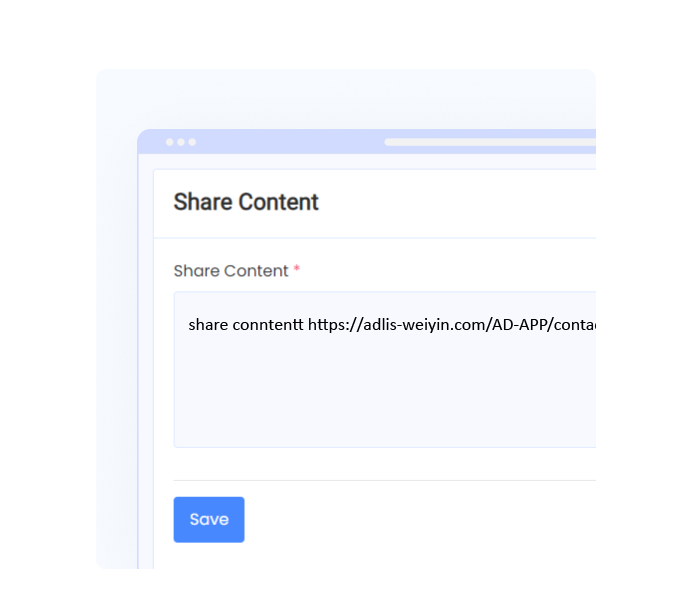 content sharing simplification using AD-App Dev's Admin panel