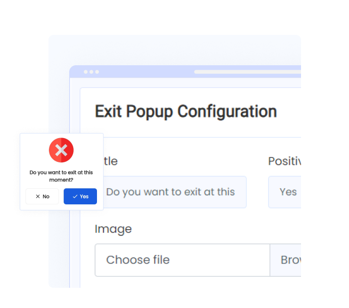 exit popup configuration using AD-App Dev's Admin Panel